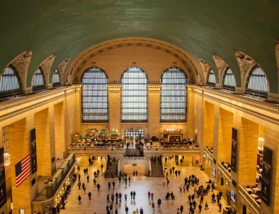 view of grand central main concourse from the glass walkways