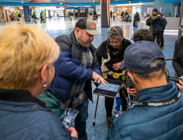Tour group inside Penn Station