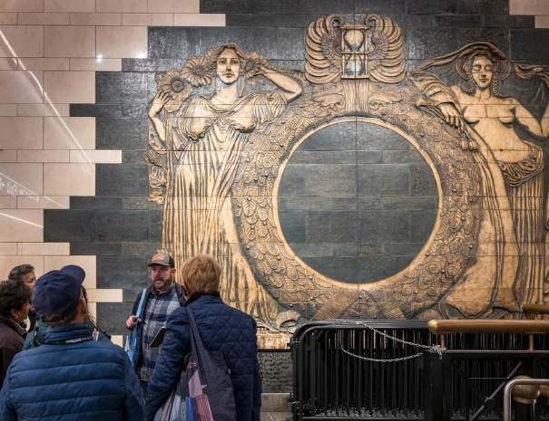 Day & Night sculpture in the Ghost series at Penn Station