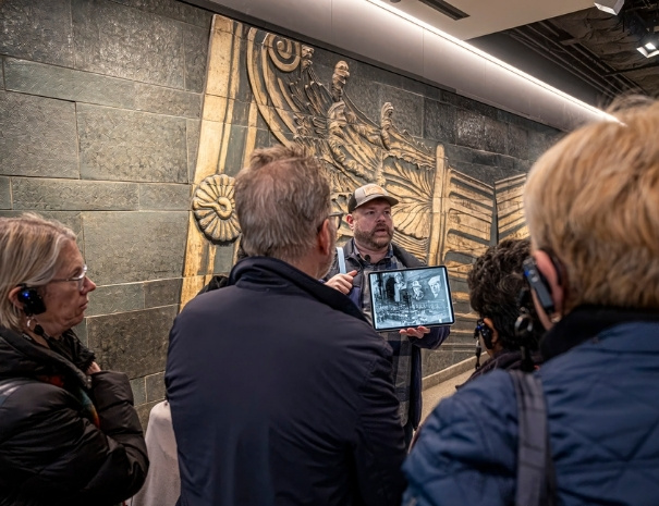 Tour group inside Penn Station