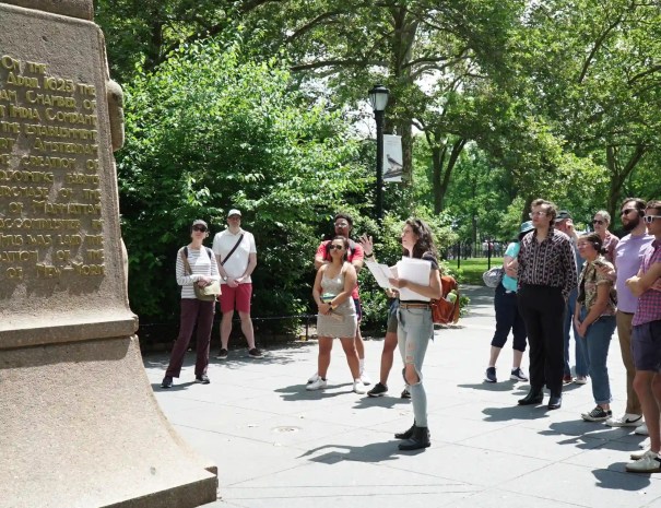 Tour group enjoying Remnants of Dutch New Amsterdam