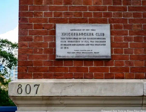 The Knickerbocker Club plaque