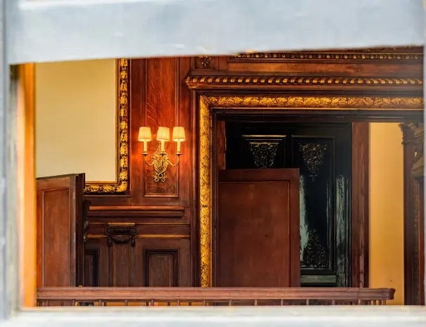 Woodwork details inside a Gilded Age Mansion