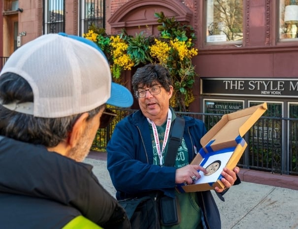 Tour guide showing a record