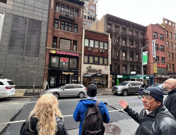 Tour group on a 1960s pop music tour in NYC