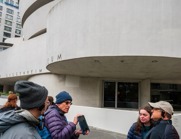 Tour group outside the Guggenheim