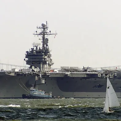 Aircraft carrier in the NY Harbor for fleet week