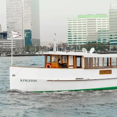 Yacht Kingston sailing in the NY harbor