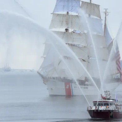 FDNY Boat in front of Coast guard boat in NY harbor