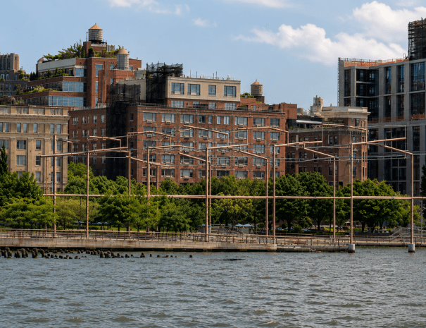 David Hammons's Day's End skeletal pier sculpture on the Hudson River in the West Village